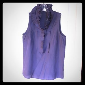 J.Crew Navy Silk Ruffle Blouse